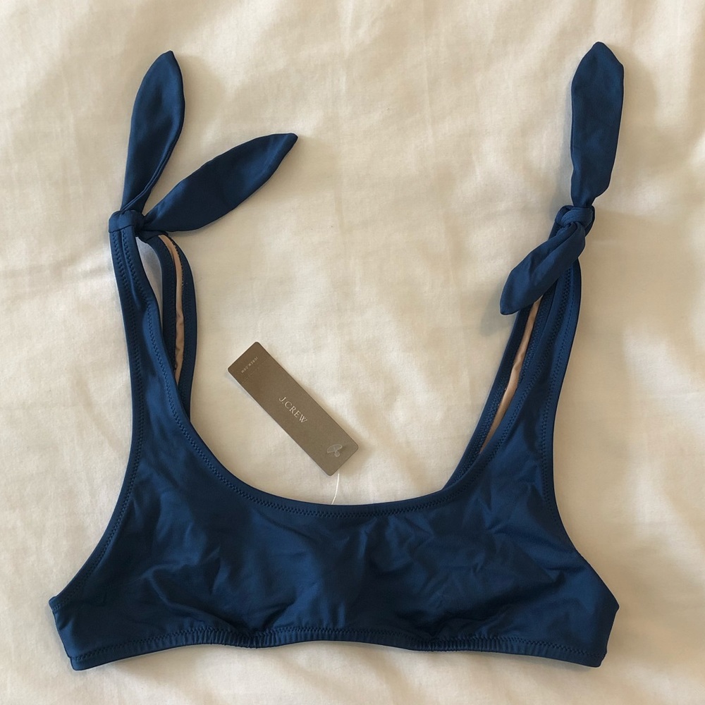 JCrew Playa Nantucket Blue Tie-Shoulder Bikini Top